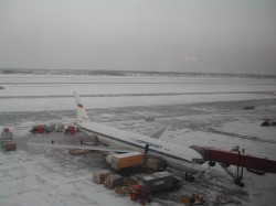 冬のシェレメチェボ空港